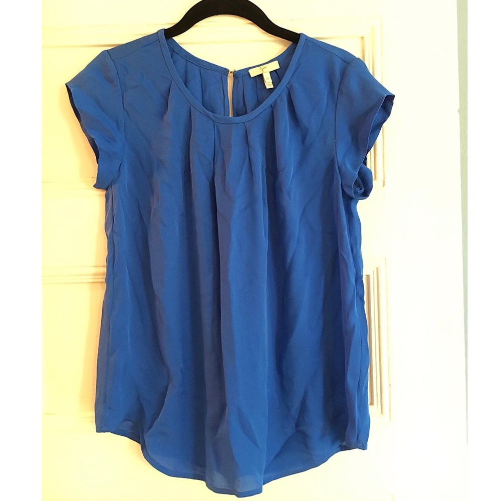 Joie Blue Short Sleeve Silk Blouse sz xs